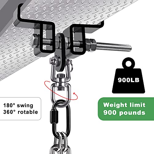 SELEWARE Heavy Duty Punching Bag Hanger and Beam Clamp for Boxing, Muay Thai, MMA - color: B. Beam Clamp with Swivel & Carabiner (2 Pack)