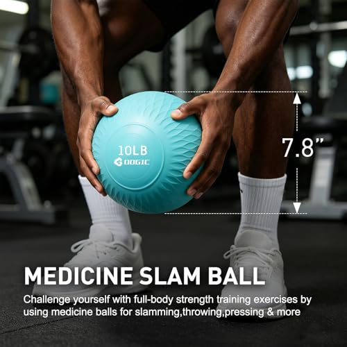 Slam Ball Medicine Ball Weighted Balls for Exercise and Workout, Strength, Cardio, Cross-Training and Core Workouts - color: Green, size: 10 LB