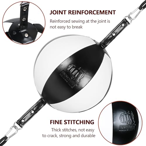 InnoLife Double End Punching Ball Striking Punching Bag Kit, Speed Striking Reflex Kit with Bungee Cords Perfect for Reaction, Agility, and Hand Eye Coordination Training - color: Black & White