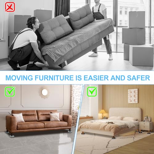 New Upgrade Furniture Movers Sliders: Multi-Surface Furniture Sliders | Round 4PCS 4.3" Moving Pads and 4 Hardwood Socks - with Anti-Slip Groove - Protect Floor and Easily Move Bed Couch Table - size: 4.3in Round 4+4Pack