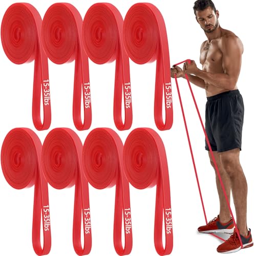 Foilswirl 8 Pcs Resistance Bands Long and Short Pull up Assistance Exercise Workout Bands for Working Out Muscle Training Physical Muscle Training Men and Women - color: Red, size: 15-35 Ibs