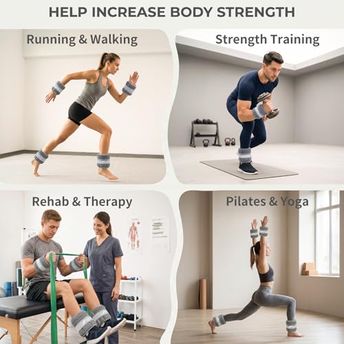 Adjustable Ankle Weights 1-3/4/5/6/8/10/20 LBS Pair with Removable Sandbags for Women & Men - color: grey, size: 10lbs Pair (5lb Each Weight)