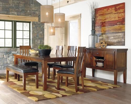 Signature Design by Ashley Ralene Rake Back 19" Dining Room Chair 2 Count, Medium Brown | Transitional style, Rake back wood chairs, Medium brown finish, Easy to clean faux leather seats, Kitchen dining use - color: Light Brown, style: 0