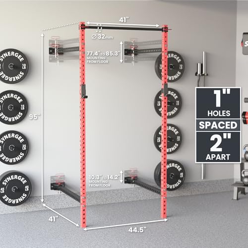 Synergee 2200 Folding Rack – 750 lb Capacity Power Cage - color: h) Red 95" x 41"