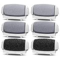 PRITECH Callus Removers 6 Pack Replacement Rollers Heads for Electric Feet File Pedicure Tools, 2 Extra Coarse, 2 Regular Coarse, 2 Fine Coarse Refill Rollers (1138-White/1138-Pink/1138-Black)