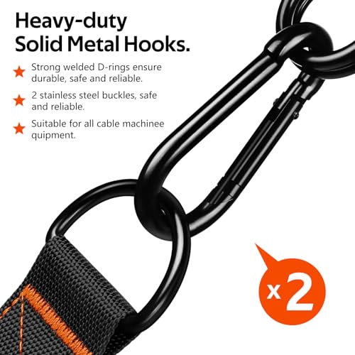 WALITO Exercise Handles, Replacement Cable Machine Attachments for Home Gym Equipment, Pulley System, Pilates, Resistance Bands, Strength Trainer, Heavy Duty Working Out Handles - color: Black-Orange