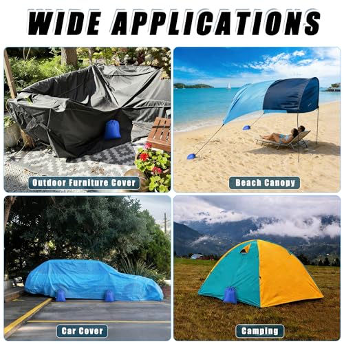Bylion 2 Sets Beach Shade Accessories- Beach Canopy Wind Assist-600D Blue Sandbags Weight Sun Canopy Assist Kits, Provide Shade in Breezes/No Wind Form Tent-Like Shape(Canopies Excluded) - color: Style1-Blue