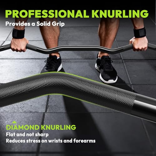 HANDBODE Olympic EZ Curl Bar 4 ft / 6.2 ft Barbell 2 Inch, 500lb / 700lb Capacity, Chrome Curling Bar for Weight Lifting, Biceps, Hip Thrusts, Squat, Home Gym Workouts - color: 6.2ft Curl Bar 35lb, Black & Silver