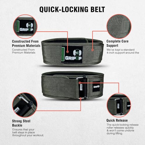 Self-Locking Weight lifting Belt AUTO LOCK 4 Inch Gym Belt Adjustable Buckle For Fitness Powerlifting Bodybuilding Weightlifting Deadlift Olympic Cross Training Back Support Men & Women - color: Green, size: Large