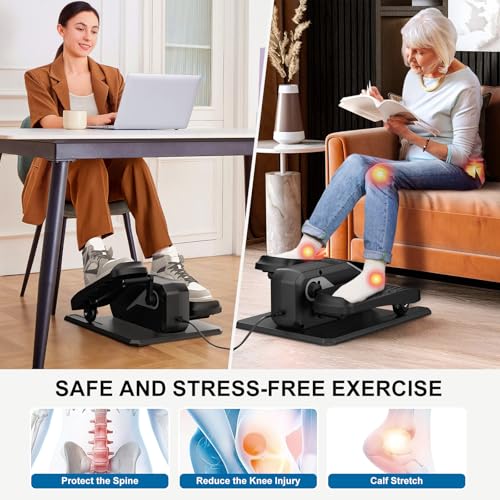 VIVURN-018 Under Desk Elliptical 12 Speed 5 Modes Mini Motorized Leg Exerciser While Sitting for Seniors As Seen on TV with Non-Slip Mat Quiet & Portable Electric Pedal Exerciser for Home and Office - color: Silver