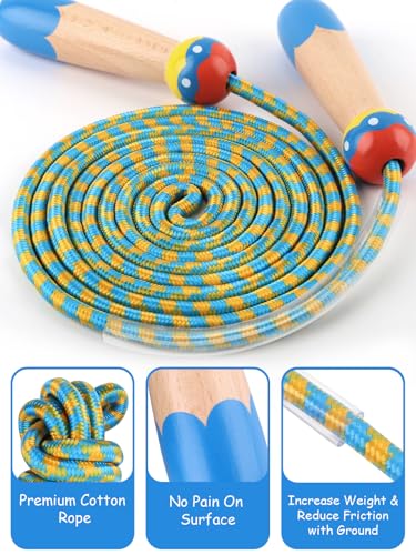 Jump Rope for Kids, Lorvain Adjustable Skipping Rope, Kids Jump Ropes with Wooden Handle for Girls Boys, Weighted Jumping Ropes for Fitness Workout Exercise Outdoor Fun Activity - color: Dark Blue-1 Pc