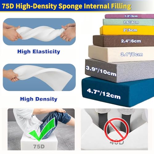 Custom Bench Cushion, Window Seat Cushions Indoor, Bench Cushions for Indoor Furniture,Non-Slip Bench Pads,75D Thickened Foam Bench Cushion for Indoor Bay Window Outdoor Garden Patio Cushion