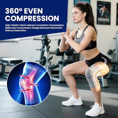 JOMVD Knee Compression Sleeve for Arthritis Pain – Knee Brace for Knee Pain Relief, Meniscus Tear, Inflammation, Circulation, Swelling & Injury Recovery – Anti-Slip Breathable Support for Women & Men,Medium - color: Grey, size: Medium