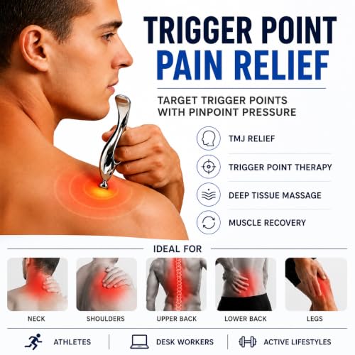 Melonsun Trigger Point Massage Tool for Deep Tissue Relief, Gua Sha Muscle Scraper for Fascia Release, Thumb Saver Acupressure Massager for Jaw, Neck, Shoulder, Back & Full Body Tension Relief