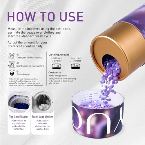 YUCO In-Wash Laundry Scent Booster Beads, Laundry Beads For Odor Protection, 2-in-1 Rose & Sandalwood Scent Beads, Long-Lasting Freshness Up to 12 Weeks, Eco‑Friendly & Safe, 12.6OZ