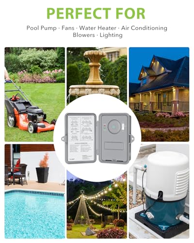 BN-LINK Pool Pump Timer, Heavy Duty Outdoor Smart Wi-Fi Timer Box, 2HP 40A Max, 120, 240, 277 VAC, for Pool Pump, Water Heater, Fans, SPA, Compatible with Smart Phone, Alexa, Google Assistant - style: WiFi