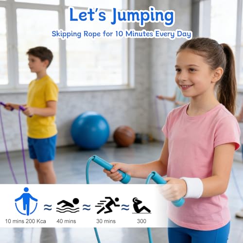 Jump Rope for Kids,5P Colorful Skipping Ropes | Kids Jumping Ropes for Fitness and Exercise,Lightweight Adjustable Jumprope for School Events and Family Fun