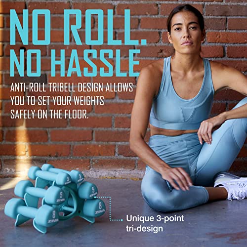 ZIVA Neoprene Tribell Dumbbell Pairs - Set of 2 Hand Weights, Non-Slip Durable Rubber Finish, No-Roll Design for Rigorous Exercise and Strength Training (Avail in 2-20 lb Pairs) - style: 3-lb, BK