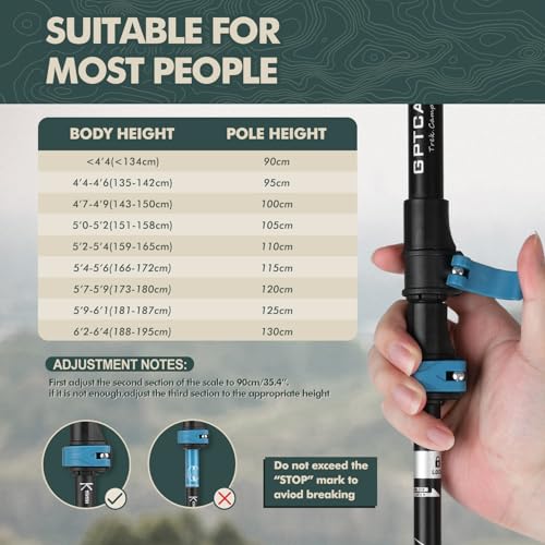 GPTCAMP Walking Sticks,Trekking Poles Collapsible Hiking Poles,Lightweight Folding Travel Walking Pole for Men Women,2pc Adjustable Hiking Stick with EVA Foam Grips for Backpacking - color: -Blue