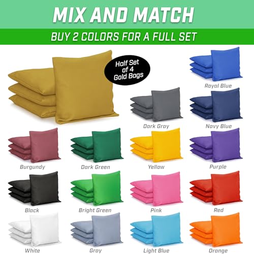 GoSports Classic Cornhole Bean Bags Set of 4-16 Colors Available - Regulation All Weather, Mix and Match - color: Gold