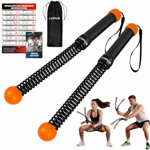 Portable Ropeless Battle Ropes, Adjustable Weights Cordless Battle Ropes for Home Gym with Storage Bag, Weighted Exercise Equipment for Low-Impact Workout, Strength & HIIT, for Men & Women (Orange) - color: Orange