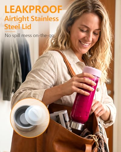 Zukro Glass Juice Bottles with Stainless Steel Lids 18 oz, Airtight & Leak Proof, Non-Slip Bottom, Measured Markings, 6-Pack Reusable Clear Jars for Water, Juicing, Smoothie, Protein Shakes, BPA Free - size: 6 pack