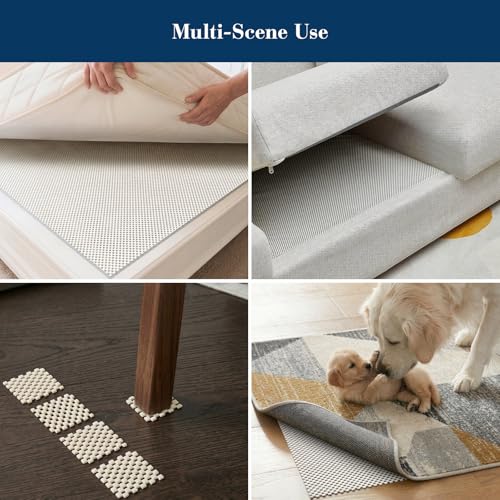 Veken Rug Gripper Pad for Hardwood Floors, Non Slip 2x4 Ft Rug Pads for Area Rugs, Thick Rug Grippers for Tile Floors, Under Carpet Anti Skid Mat, Keep Your Rugs Safe and in Place - size: 2' x 4' (Rectangular), style: White