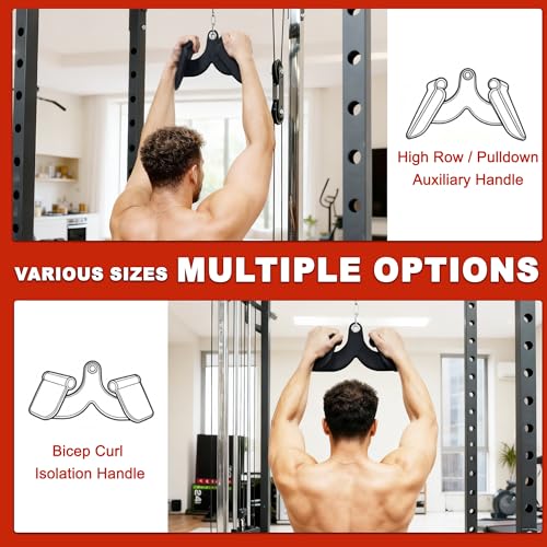 Fitvids LAT Pulldown Attachments, 5 Pieces Cable Machine Rowing Bar Set, Back Bicep Curl Tricep Lat Pull Down Strength Training Handles, Home Gym Fitness Cable Attachments with Non-Slip Rubber Coating - color: Graphite