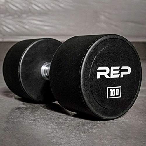 REP Fitness Urethane Coated Round Dumbbells, 5 to 100 lbs, Singles or Pairs, With or Without Rack, Steel Core, Rubber Encased, Chrome Handles, Professional Weights for Home Gym Strength Training - style: 5-100 lb set