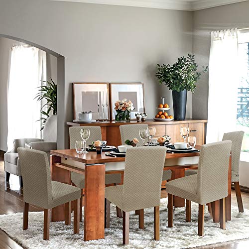 YEMYHOM 2 Packs Latest Checkered Dining Chair Slipcover Parsons Chair Furniture Protector Stretch Chair Covers for Dining Room, Restaurant, Kitchen, Party (Khaki) - color: Khaki, size: 2 Packs - Dining Chair