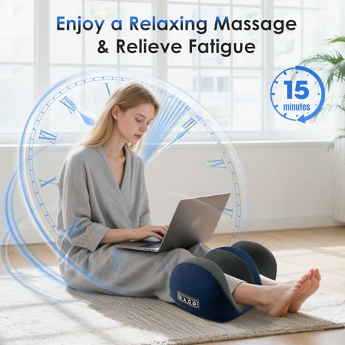 Foot Massager with Heat, Shiatsu Foot and Calf Electric Kneading Massager Machine with Roller for Relaxation, Plantar Fasciitis, Pain Relief, Gifts for Women & Men(Blue) - color: Dark Blue