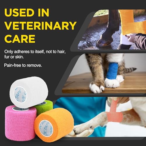 OK TAPE 12 Rolls Self Adhesive Bandage Wrap, Elastic Athletic Tape, Self Stick Bandage Tape, Vet Wrap, Medical Wrap for Wrist, Feet, 2" x 5 Yards - color: Spring, size: 2 Inch