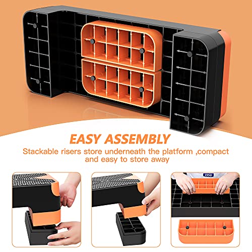 GYMMAGE Aerobic Exercise Step, Adjustable Height, | Aerobic Workout Step Platform for Exercise, 26.5" Step Deck with Adjustable Height, Women Home Gym Cardio Fitness - color: Orange