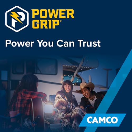 Camco PowerGrip 25-Ft 30 Amp RV Extension Cord w/Locking End - Features NEMA TT-30P Male & Marine-Style L5-30R Locking Female Connectors - Rated for 125V/3,750W - 100% Copper 10-Gauge Wire (55501) | 25-Ft 30a Rv Extension Cord, Nema Tt-30p Male to Marine-