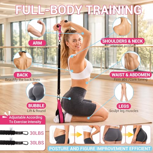 Adjustable Pedal Resistance Band with Handle, Poster, Carry Bag and 2 Tube | Multifunction Foot Pedal Elastic Band for Abdomen, Arm, Core/ABS & Legs, Portable Home Gym Yoga Exercise Equipment for Women