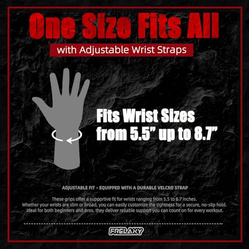 Frelaxy Lifting Wrist Straps, Rubber Weight Lifting Grips for Deadlifts | Non-slip rubber palm, Full palm protection, Neoprene wrist padding, Enhanced grip support, Pull ups rows lat pulldowns - color: Black