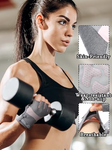 Fourluoo 3 Pairs Weight Lifting Gloves for Men Women, Gym Workout Gloves with Full Palm Protection, Breathable Anti-Slip Fitness Glove for Training, Cycling, Pull-ups, Medium - style: Bright Style