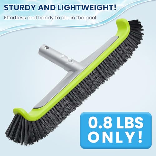 Sepetrel 17.5" Pool Brush Head for Cleaning Walls,Heavy Duty Inground/Above Ground Swimming Pool Scrub Brushes with Premium Strong Bristle & Reinforced Aluminium Back - size: Curved Edge for Walls