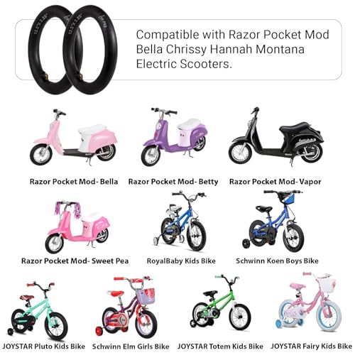 (2 Pack) AR-PRO Scooter Replacement Inner Tubes - 12.5" x 2.25" Inner Tubes with Angled Valve | Compatible with Razor Pocket Mod Bella Chrissy Hannah Montana Electric Scooters - size: 12.5x2.25" (TR-87) without Levers