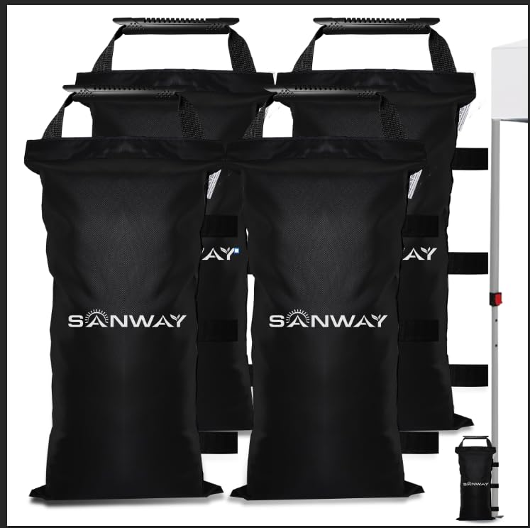 SANWAY 120 LBS (Unfilled) Sand Bags for Canopy Weights, Windproof-Portable and Durable to Secure Tents, Canopies, and Umbrellas-Black - color: Black