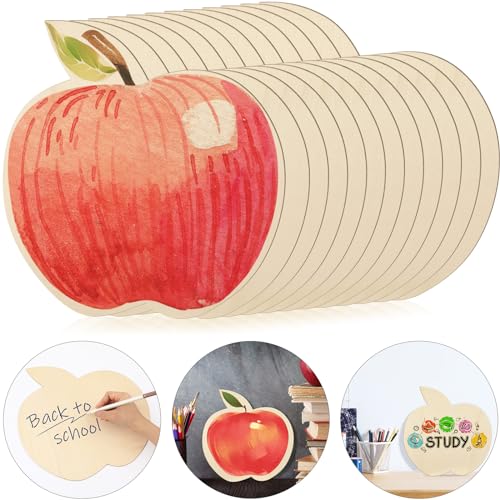 Anglechic 12 Pack 12 Inch Apple Wooden Cutouts DIY Unfinished Wood Apple Slices for Crafts Back to School Birthday Party Decor - color: Apple