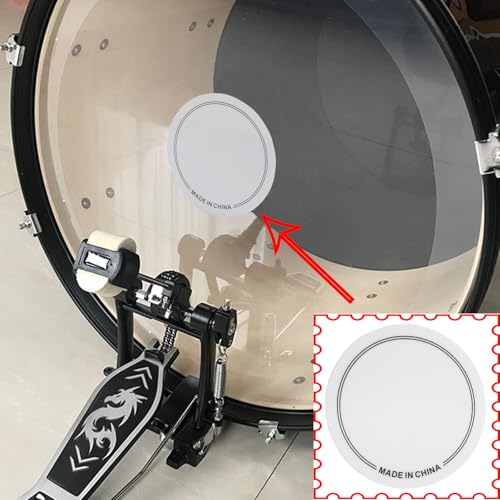 QAZXCDEW-2pcs Bass Drum Patch And Kick Drum Pad, Self Adhesive Drumhead Patches For Bass Drum Pedal Accessories, Includes Double And Single Pedal Protector (white) - color: white