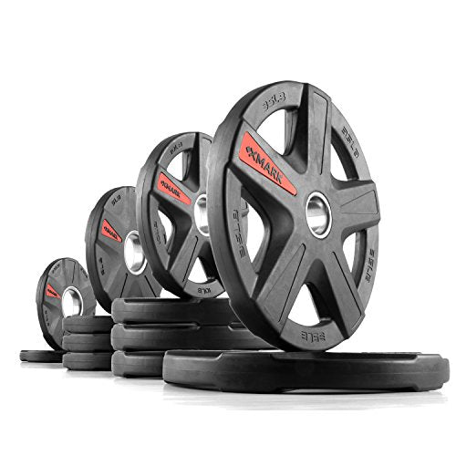 XMARK Olympic Weight Set | TEXAS STAR Weight Set Rubber-Coated Olympic Weight Set With XMARK BLACKSMITH Barbell Bar, Barbell Weight Set, Weights, Barbell - color: 11) Straight Bar & 135 lb Weight Set