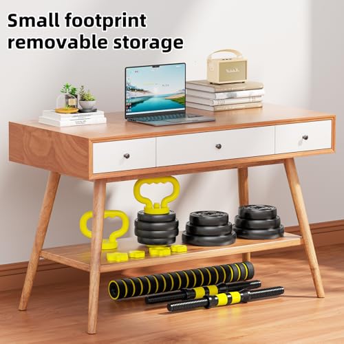 Adjustable Dumbbell Set, 10-90lbs Free Weights with Connector – 4 in 1 Dumbbells, Barbell, Kettlebell & Push Up Stand, Adjustable Weights Set for Home Gym Fitness Equipment for Men & Women - color: Yellow 45lbs (22.5lbs*2)