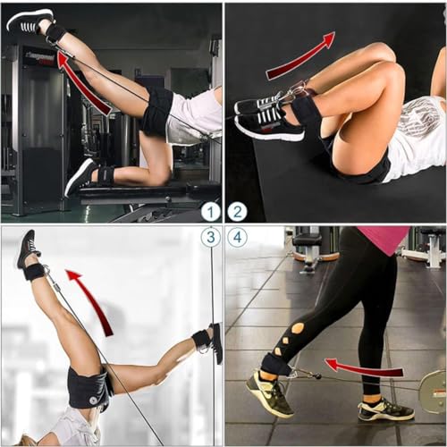 Ankle Strap Ankle Resistance Band Wrist Cuff Padded Strap Adjustable Fitness Glute Kickback D-Ring for Cable Machine Gym Foot Leg Training Brace Support 1 Pack - color: black