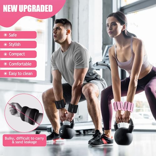 BECOJADDE Ankle Weights Set of 2 (1 lb/2 lb Each) for Women Men Adjustable Wrist Bracelet for Home Gym Weighted Bangles Wristbands Leg Arm Weights for Walking Swimming Running Pilates Yoga Gym - color: Pink, size: 2 Lb Pair (1 Lb Each)