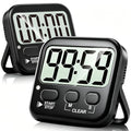 Antonki 2 Pack Digital Timer for Kids, Magnetic Countdown Kitchen Timers for Cooking, Egg, Classroom, Teacher, Exercise, Study, Oven - Battery Included - color: Rich Black *2