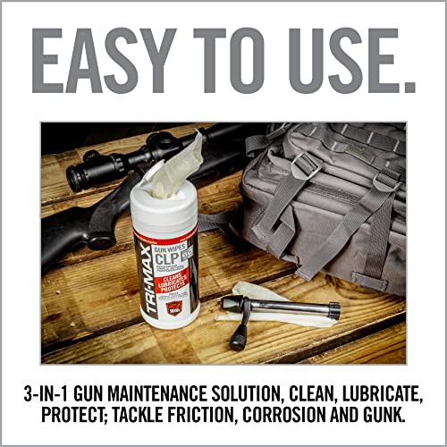 Real Avid Tri-Max CLP Gun Cleaning Wipes – 60 Pre-Saturated Cloths Clean, Lubricate & Protect Firearms – One-Step Rust Prevention, Long-Lasting Lubrication & Smooth Cycling in All Conditions