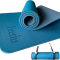 Extra Thick Yoga Mat with Carry Strap, 10mm Non-Slip Exercise Mat, 72 x 24 Inch Cushioned Workout Mat for Yoga, Pilates, Stretching & Floor Exercises - color: Trurkey Blue & Gray
