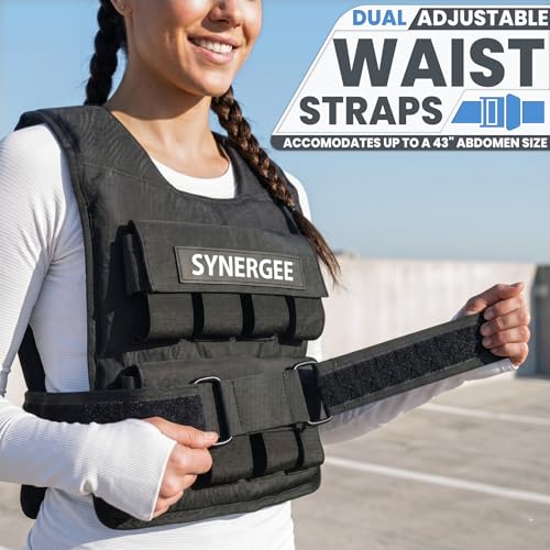 Synergee Weighted Vest – 20 30 40 lb Adjustable Options - color: 40LB